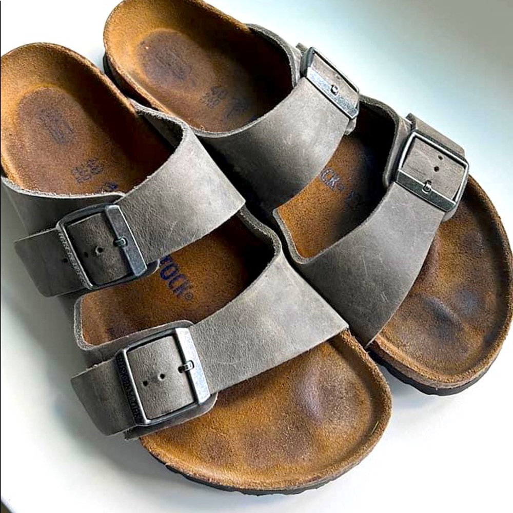 Birkenstock Arizona Oiled Leather Distressed Grey sz 40